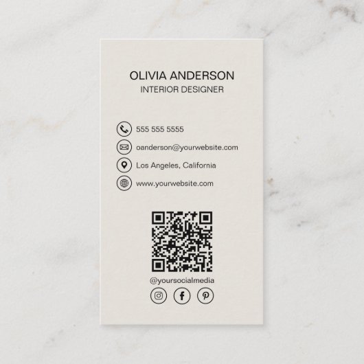 Aangepaste Foto QR Code Social Media Professional Visitekaartje (Achterkant)