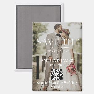 Aangepaste foto QR-code trouwkaart 'Save The Date' Magneet