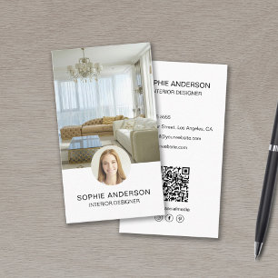 Aangepaste Foto QR Professionele Interieurontwerpe Visitekaartje