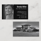 Aangepaste foto Real Estate Business Black White Visitekaartje (Voorkant / Achterkant)