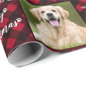 Aangepaste foto Red Buffalo Pset Merry kerst Cadeaupapier (Rol Hoek)