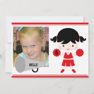 Aangepaste foto Red Cheerleader Birthday Invite Kaart
