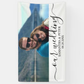 Aangepaste foto Relaxed Wedding Guest Book Spandoek (Verticaal)