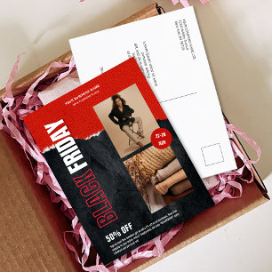 Aangepaste Foto Rood Zwart Vrijdag Product Promo Briefkaart