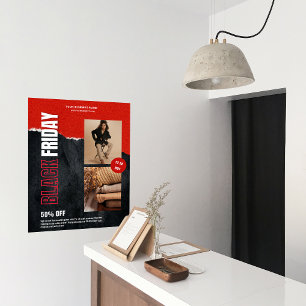 Aangepaste Foto Rood Zwart Vrijdag Product Promo Poster