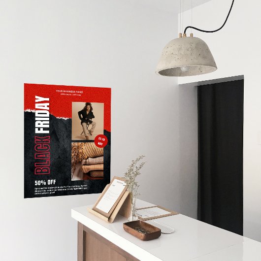 Aangepaste Foto Rood Zwart Vrijdag Product Promo Poster
