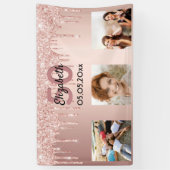 Aangepaste foto roos gouden roze glitter spandoek (Verticaal)