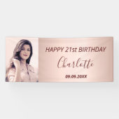 Aangepaste foto roos gouden roze moderne foto van spandoek (Horizontaal)