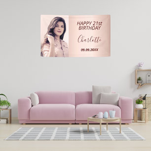 Aangepaste foto roos gouden roze moderne foto van spandoek