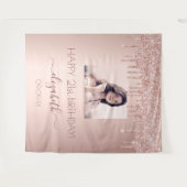 Aangepaste foto roos goudglitter roze wandkleed (Voorkant (horizontaal))