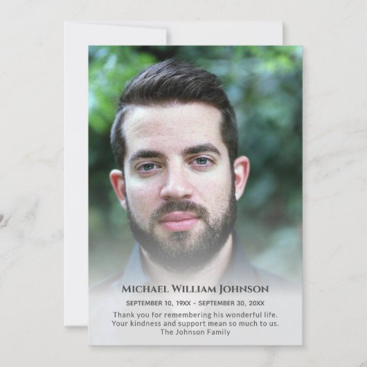 Aangepaste foto rouwkaart condoleance sympathie bedankkaart (Voorkant)