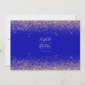 Aangepaste Foto Royal Blue Roos Gold Glitter Weddi Bedankkaart (Achterkant)