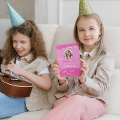 Aangepaste foto Roze Achtergrond Verjaardag Uitnod Kaart