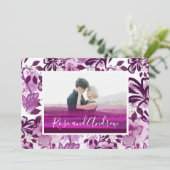 Aangepaste foto Roze Floral Pattern Weddenschap Kaart (Staand voorkant)
