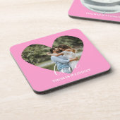 Aangepaste foto Roze Lijst Moderne kalligrafie Bier Onderzetter (Linkerzijde)