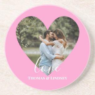 Aangepaste foto Roze Lijst Moderne kalligrafie Zandsteen Onderzetter