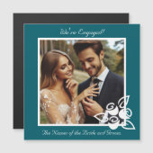 Aangepaste Foto, Rozen Verloving Aankondiging Kaar (Voorkant / Achterkant)