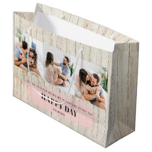 Aangepaste foto   Rustic Happy Valentine-dag Groot Cadeauzakje