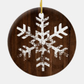 Aangepaste foto Rustic Wood Snowflake Keramisch Ornament (Achterkant)