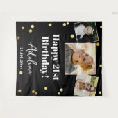 Aangepaste foto 's op verjaardag' Moderne Gold-ach Wandkleed (Voorkant (horizontaal))