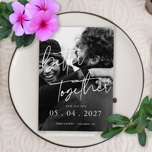 Aangepaste foto Samen sterker Huwelijk Datum opsla Save The Date