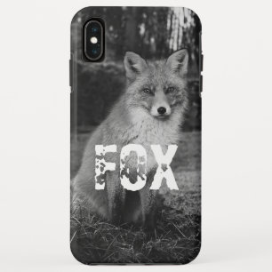 Aangepaste foto schattig dier Fox chic zwart wit iPhone XS Max Hoesje