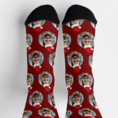 Aangepaste Foto Schattige Rode Kerst Sokken (Top)