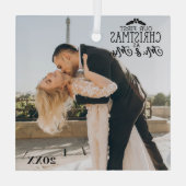 Aangepaste foto schuine glazen kerstversiering glas ornament (Achterkant)