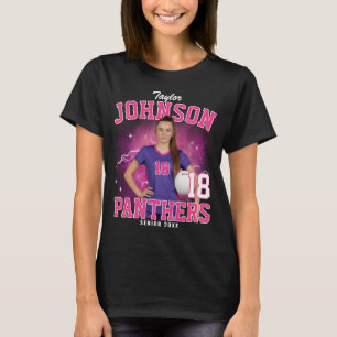 Aangepaste foto senior sportteam roze bootleg t-shirt