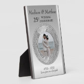 Aangepaste foto Silver Background Jubileum Plaque Fotoplaat (Zijkant)