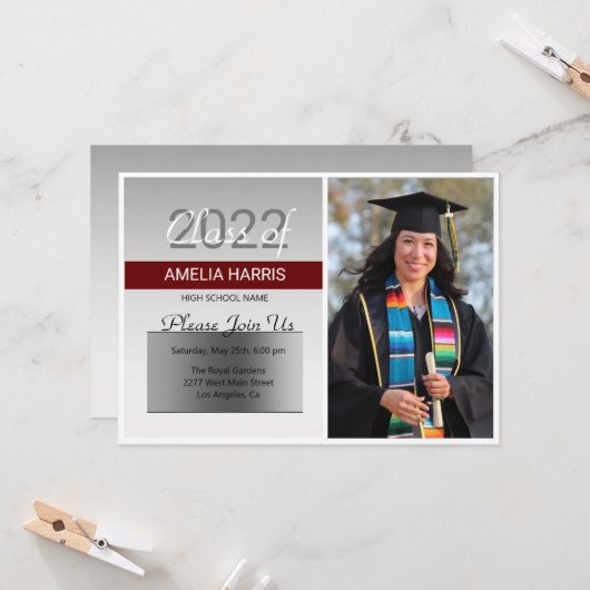 Aangepaste foto Silver Background Kaart (Voorkant / Achterkant in situ)