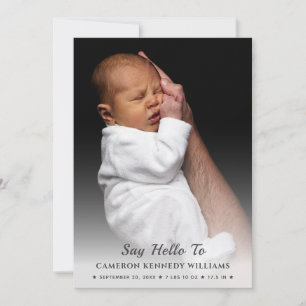 Aangepaste foto Simple Cute Newborn Hallo Baby Aankondiging