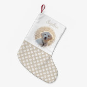 Aangepaste foto-sjabloon met beige en witte petten kleine kerstsok (Voorkant (Hangend))