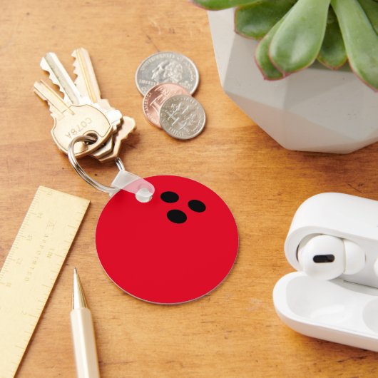 Aangepaste foto sleutelhanger met rode bowlingbal (Bureau)