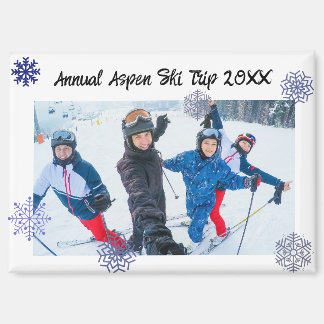 Aangepaste foto sneeuwvlok rechthoek reis magneet