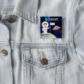 Aangepaste Foto Spaceman Verjaardag Kinder leeftij Vierkante Button 5,1 Cm (In situ)