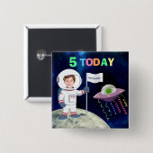 Aangepaste Foto Spaceman Verjaardag Kinder leeftij Vierkante Button 5,1 Cm (Voorkant /achterkant)