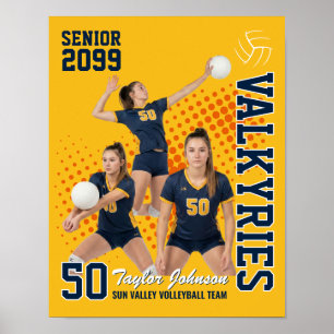 Aangepaste foto sporten senior volleybalspeler poster