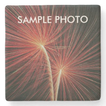 Aangepaste foto stenen onderzetter – Vuurwerk