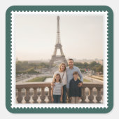 Aangepaste Foto Stickers Verzendstempel Rand Groen (Voorkant)