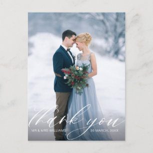 Aangepaste foto Stijlvolle script bruiloft dank u Briefkaart