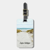 Aangepaste foto strand vakantie bagagelabel (Voorkant verticaal)