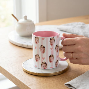 Aangepaste foto streep beker   Baby gezicht schatt Mok