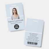 Aangepaste foto, streepjescode, Logo, naam Badge (Voor- en achterkant)