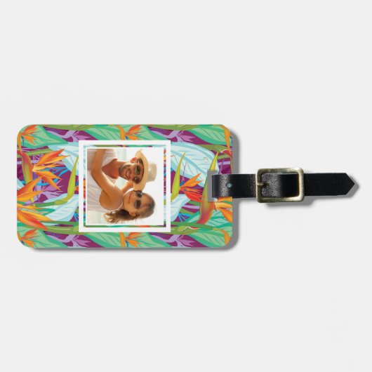 Aangepaste foto Strelitzia Pattern Bagagelabel (Voorkant horizontaal)
