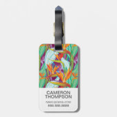 Aangepaste foto Strelitzia Pattern Bagagelabel (Achterkant verticaal)