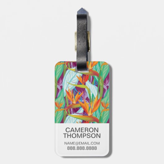 Aangepaste foto Strelitzia Pattern Bagagelabel (Achterkant verticaal)
