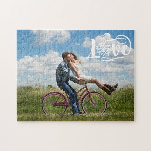 Aangepaste foto | Sunflower Love Script Legpuzzel (Horizontaal)