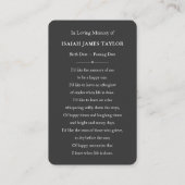 Aangepaste foto sympathie begrafenis gedenkteken K Visitekaartje (Achterkant)