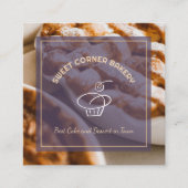 Aangepaste foto taart bakkerij Logo QR-code Vierkante Visitekaartje (Voorkant)